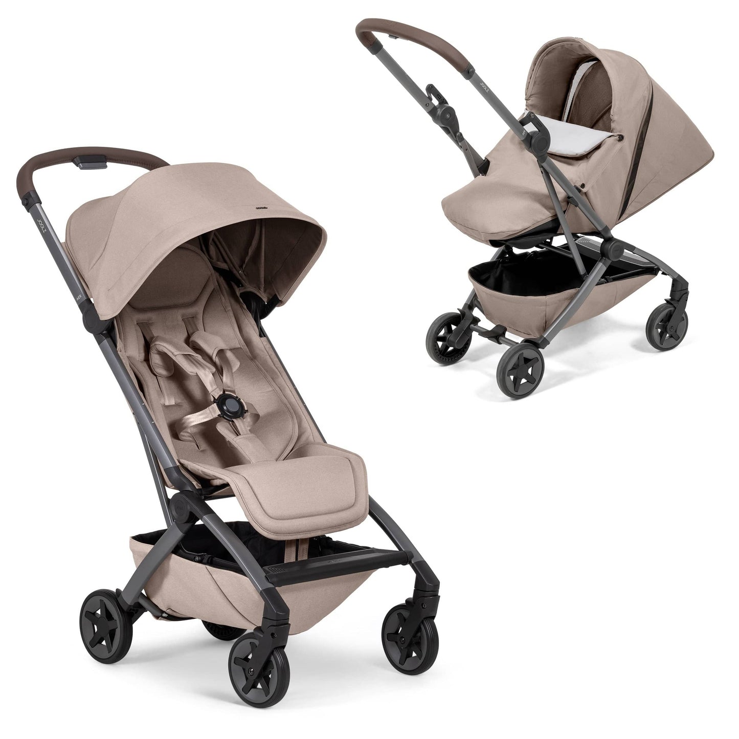 Joolz Aer2 Lightweight Compact Stroller + Nest to Seat Bundle - Sandy Taupe - 440203-440213