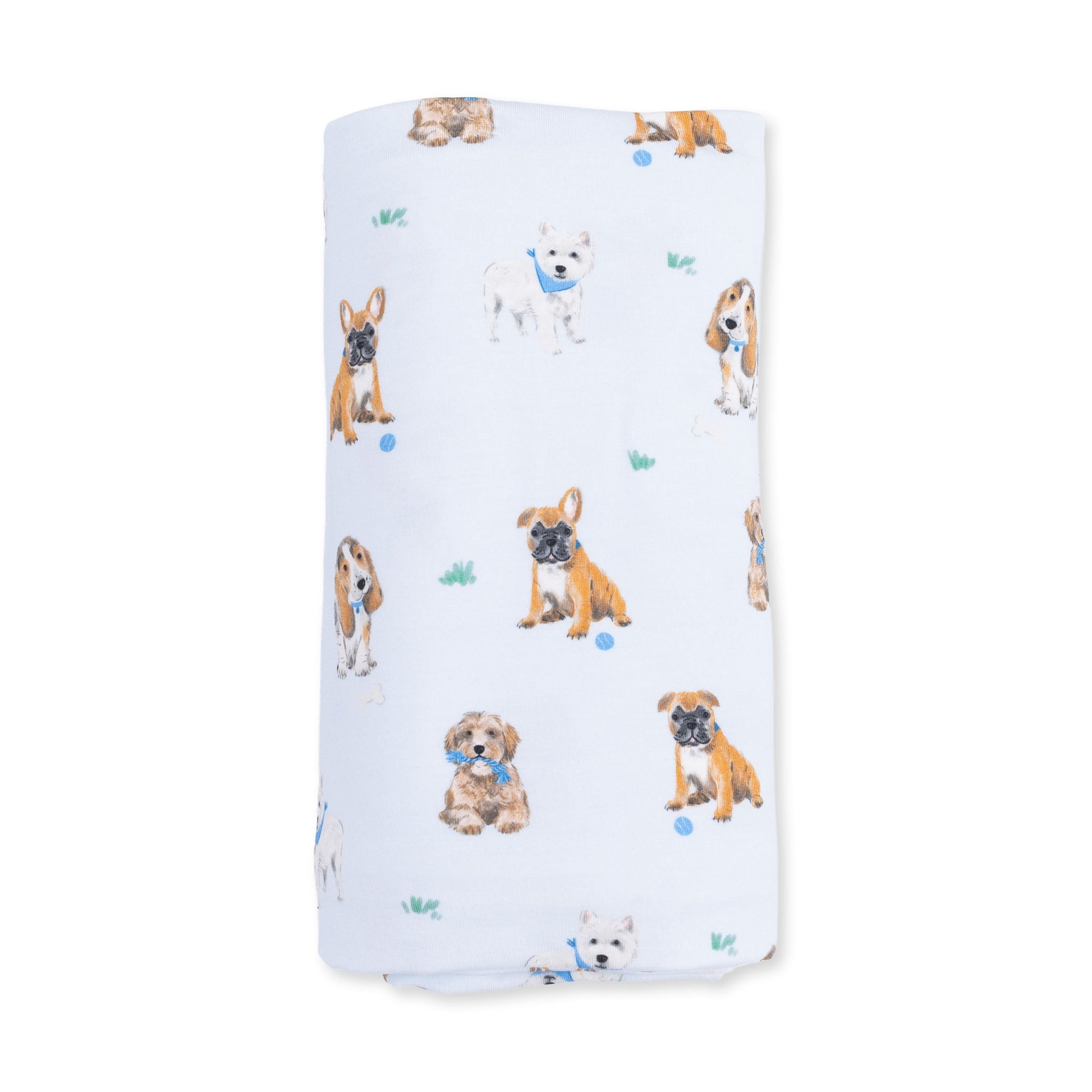 Angel Dear Bestie Dogs Blue Swaddle Blanket