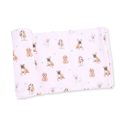 Angel Dear Bestie Dogs Pink Swaddle Blanket