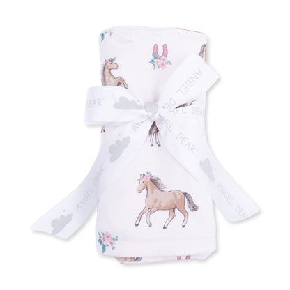 Angel Dear I Love Horses Swaddle Blanket