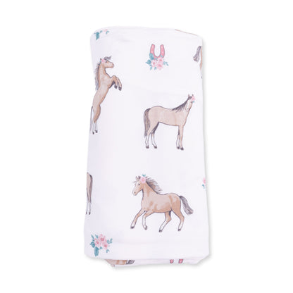 Angel Dear I Love Horses Swaddle Blanket