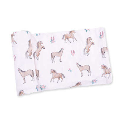 Angel Dear I Love Horses Swaddle Blanket