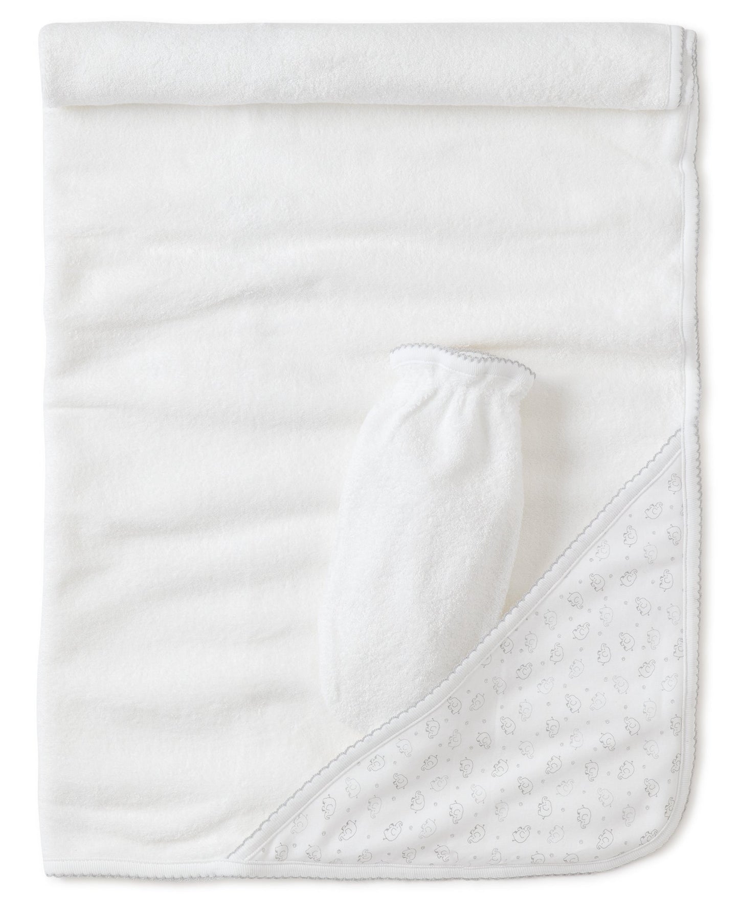 Kissy Kissy Towel with Mitt - Ele-Fun Silver