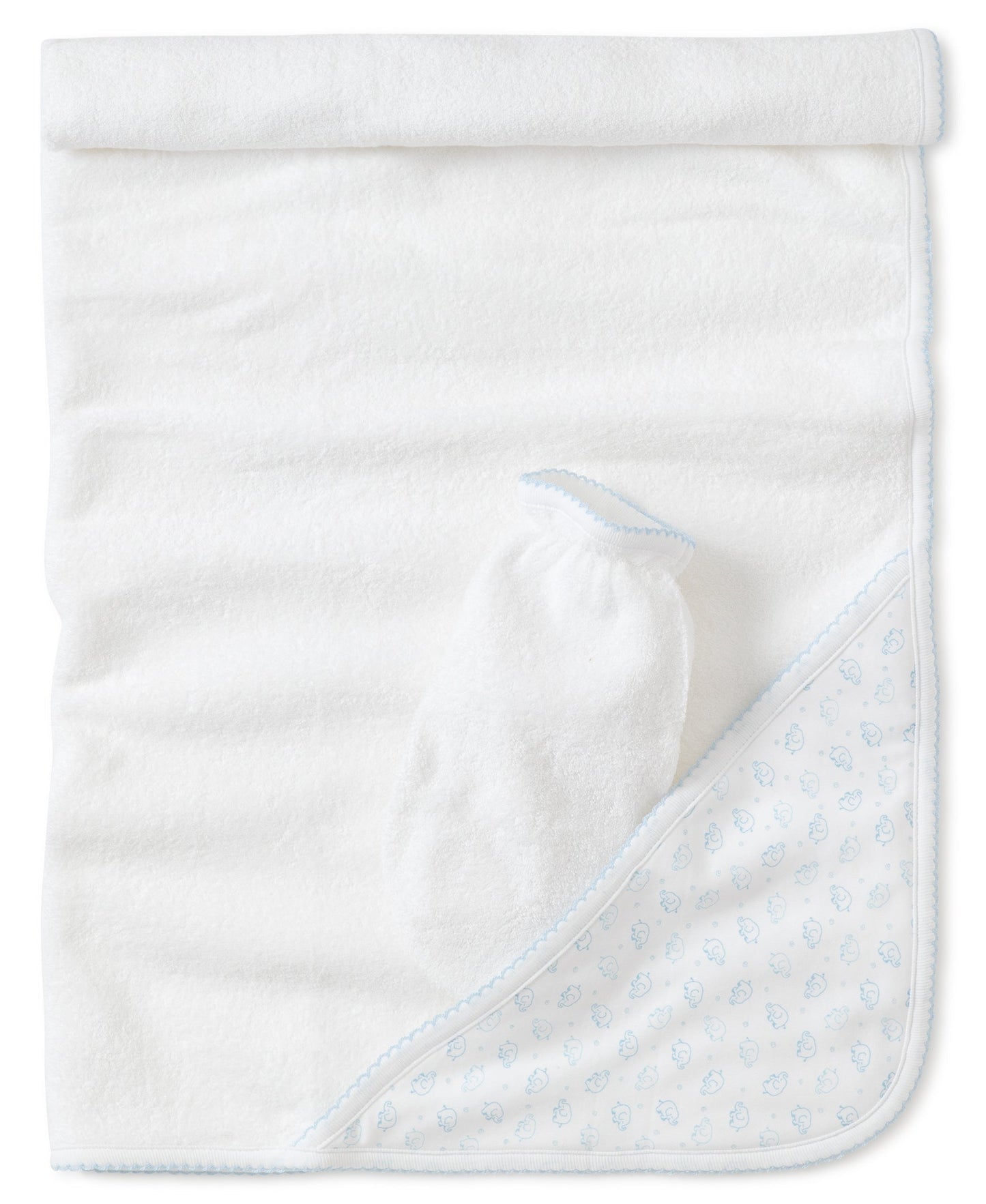 Kissy Kissy Ele-Fun Towel with Mitt - Light Blue