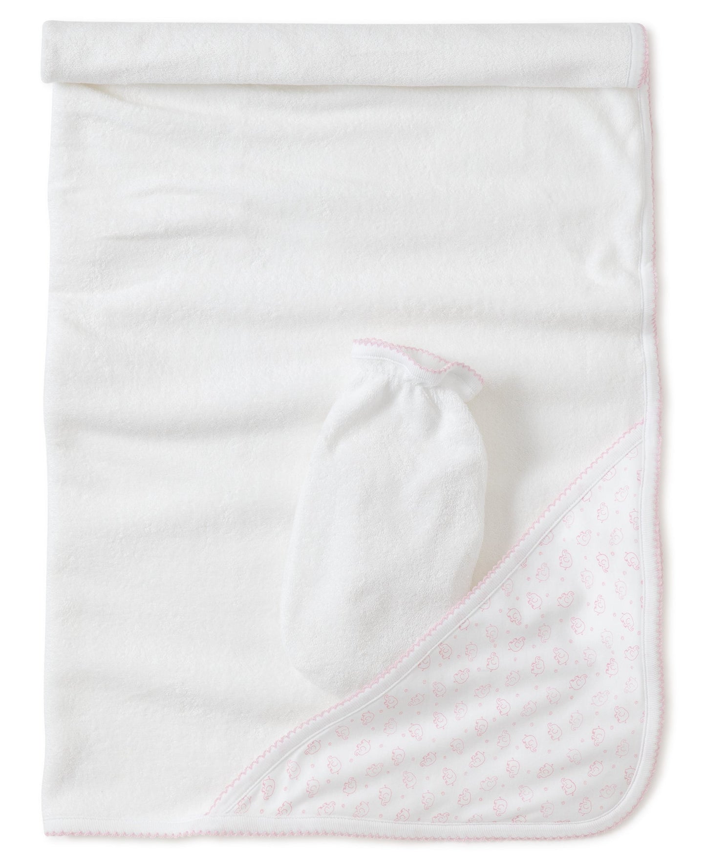 Kissy Kissy Ele-Fun Towel with Mitt - Pink