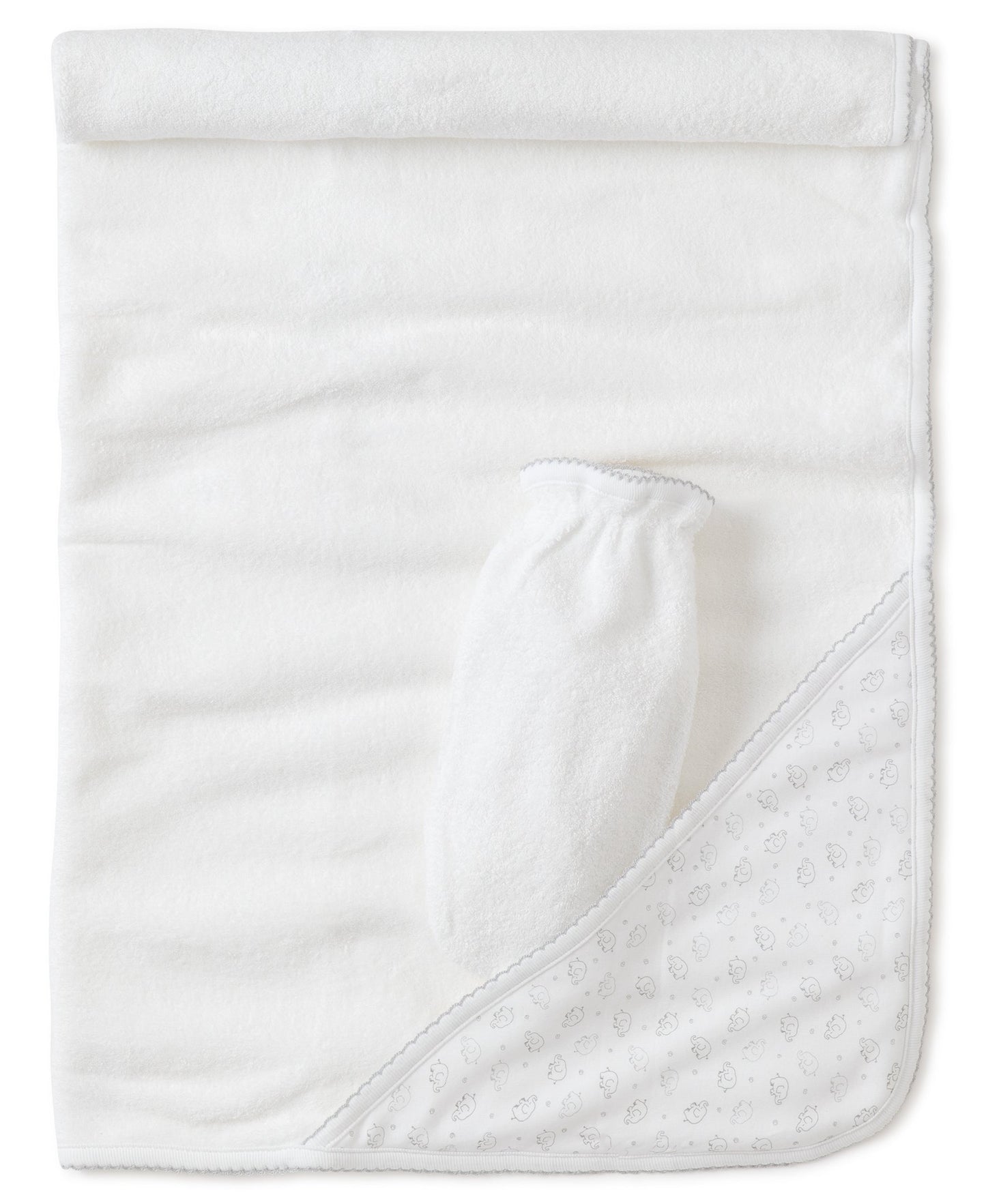 Kissy Kissy Ele-Fun Towel with Mitt - Silver