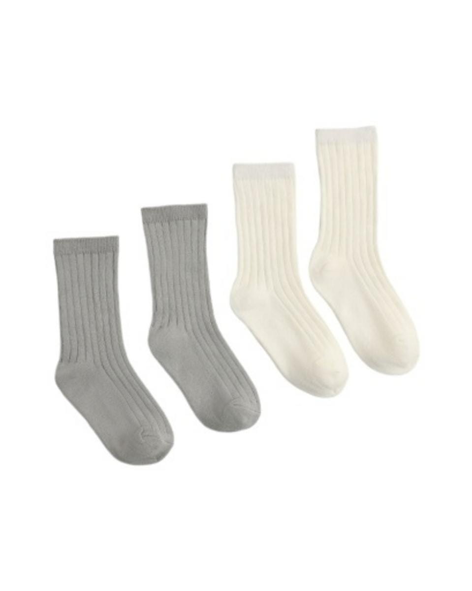 Quincy Mae Sock Set Ivory, Sage - Ivory / Sage, 6-12M