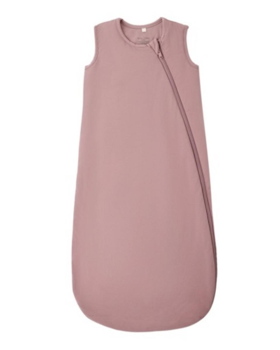 Dusty rose sleeveless baby sleep sack with diagonal front zipper