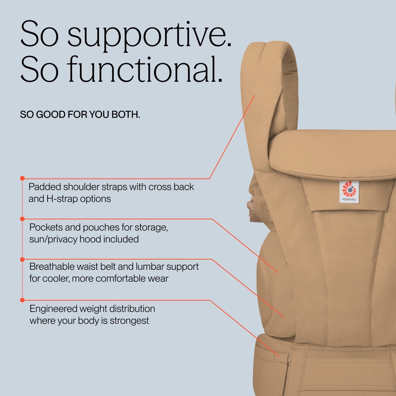 Ergobaby Omni Deluxe Baby Carrier, Cotton - Camel