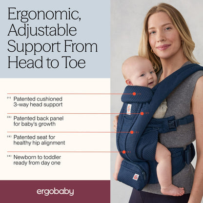 Ergobaby Omni Deluxe Baby Carrier, Mesh - Midnight Blue