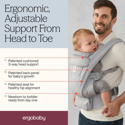 Ergobaby Omni Deluxe Baby Carrier, Cotton - Pearl Grey