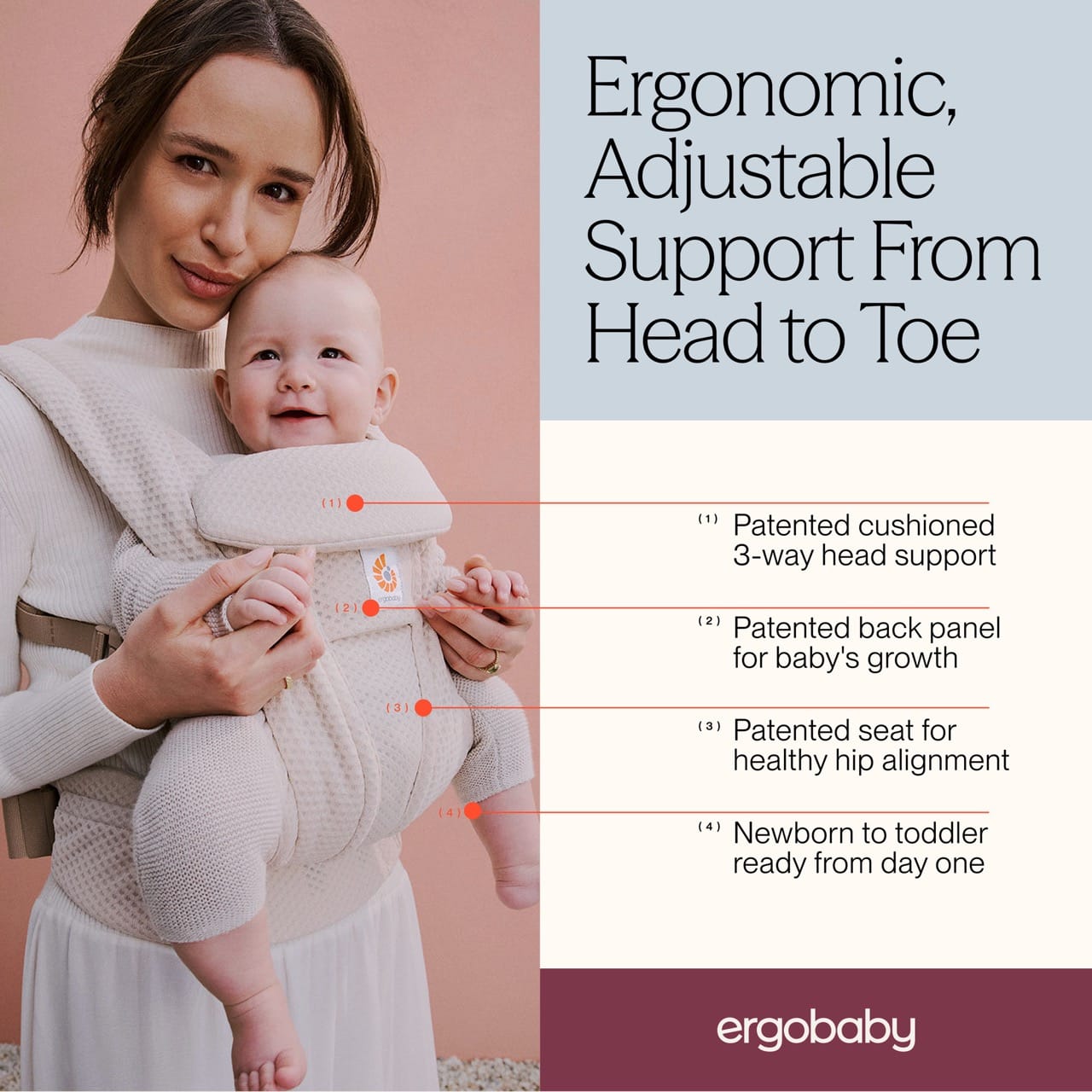 Ergobaby Omni Deluxe Baby Carrier, Mesh - Natural Beige