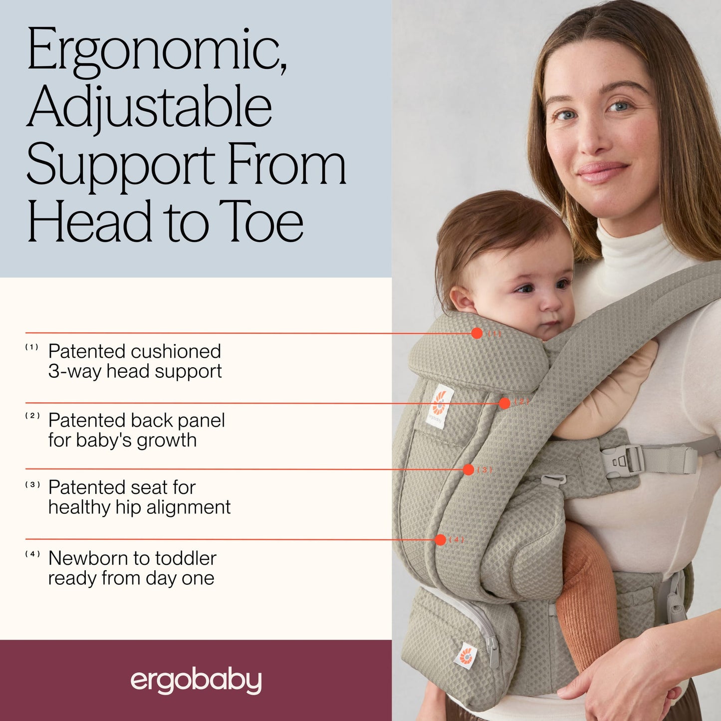 Ergobaby Omni Deluxe Baby Carrier, Mesh - Soft Olive