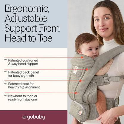 Ergobaby Omni Deluxe Baby Carrier, Mesh - Soft Olive