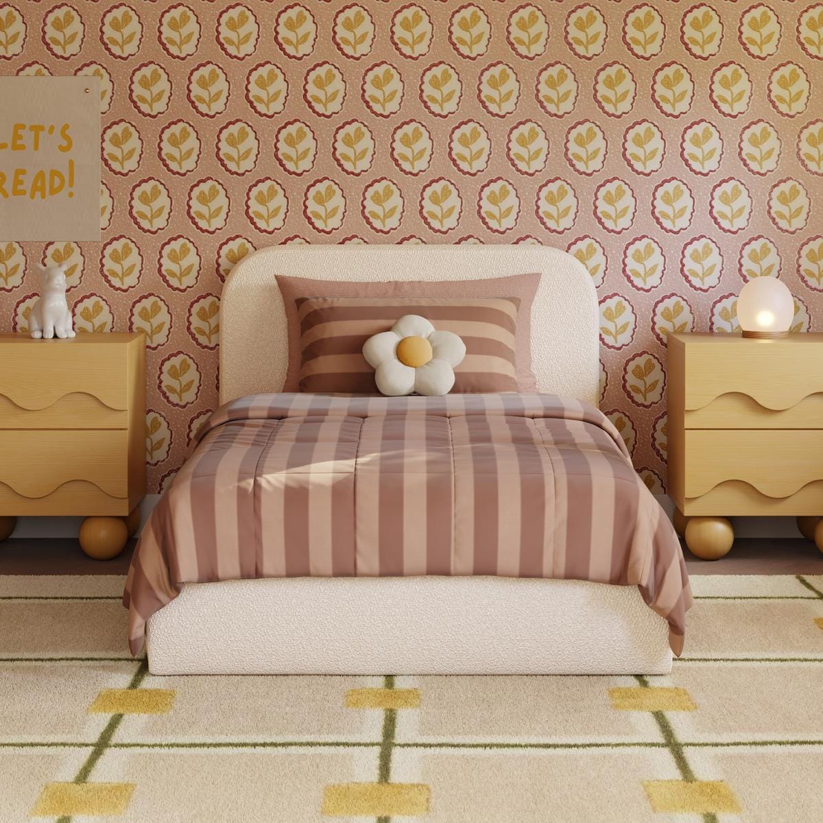 Babyletto Nara Twin Floor Bed - Performance Ivory Boucle