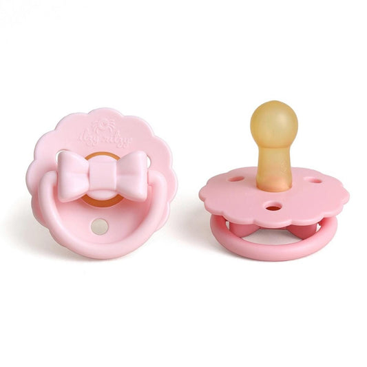 Itzy Ritzy Itzy Soother 2-Pack Natural Rubber Pacifiers - Pink Bow (0-6M) - 704801877