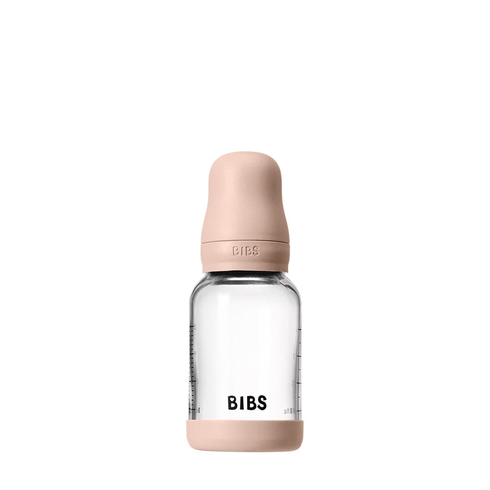 BIBS Baby Glass Bottle Set 4oz Latex, Slow Flow - Blush - 5019244
