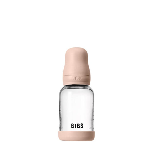 BIBS Baby Glass Bottle Set 4oz Latex, Slow Flow - Blush - 5019244