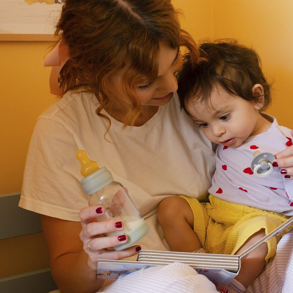 BIBS Baby Glass Bottle Set 4oz Latex, Slow Flow - Blush - 5019244