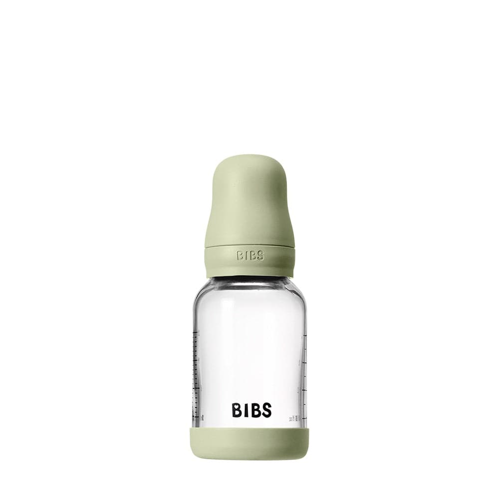 BIBS Baby Glass Bottle Set 4oz Latex, Slow Flow - Sage - 5019250