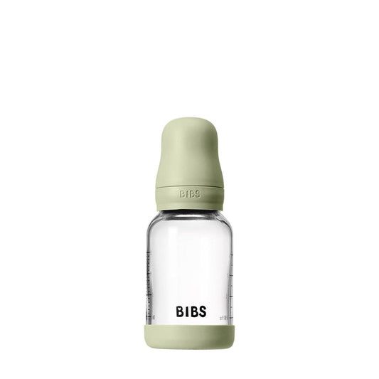 BIBS Baby Glass Bottle Set 4oz Latex, Slow Flow - Sage - 5019250