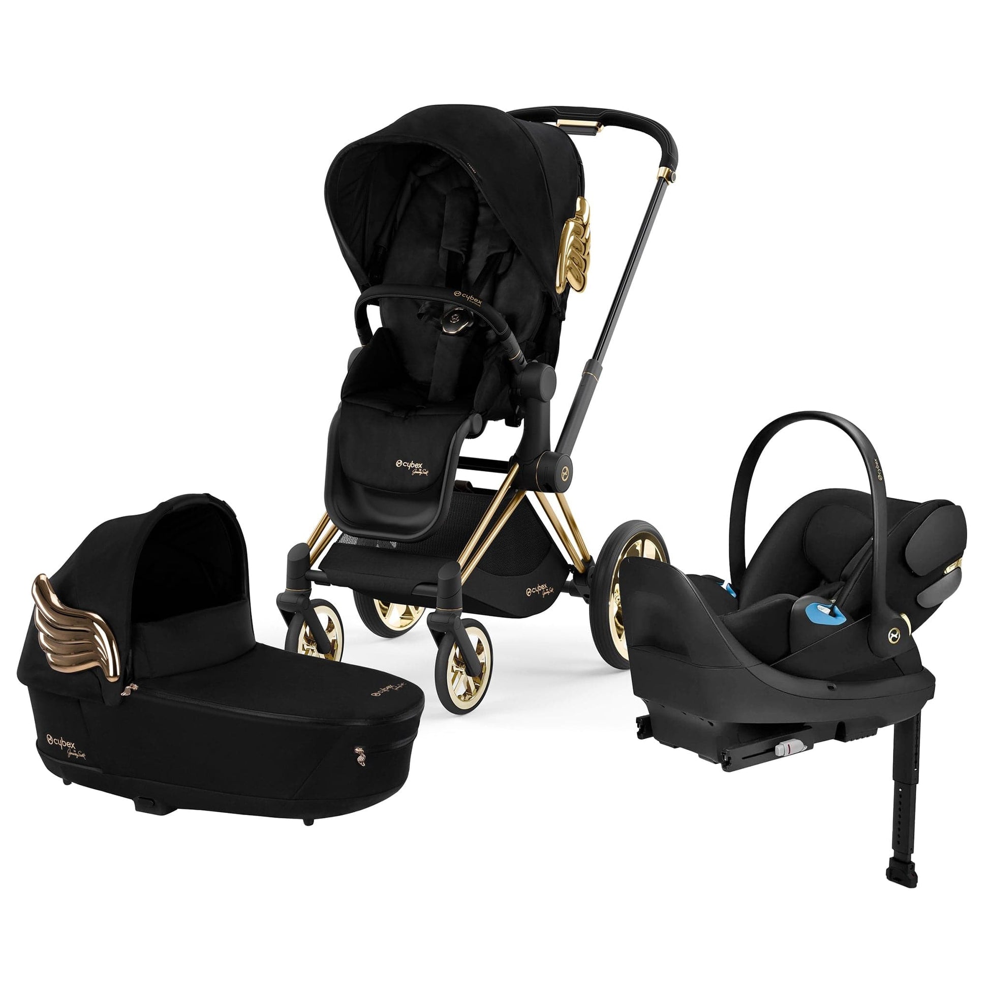 Cybex Priam 4 + Carry Cot + Cloud T Newborn Travel System Bundle - Jeremy Scott Wings / Jeremy Scott Wings - 521003831-525000467-521003835
