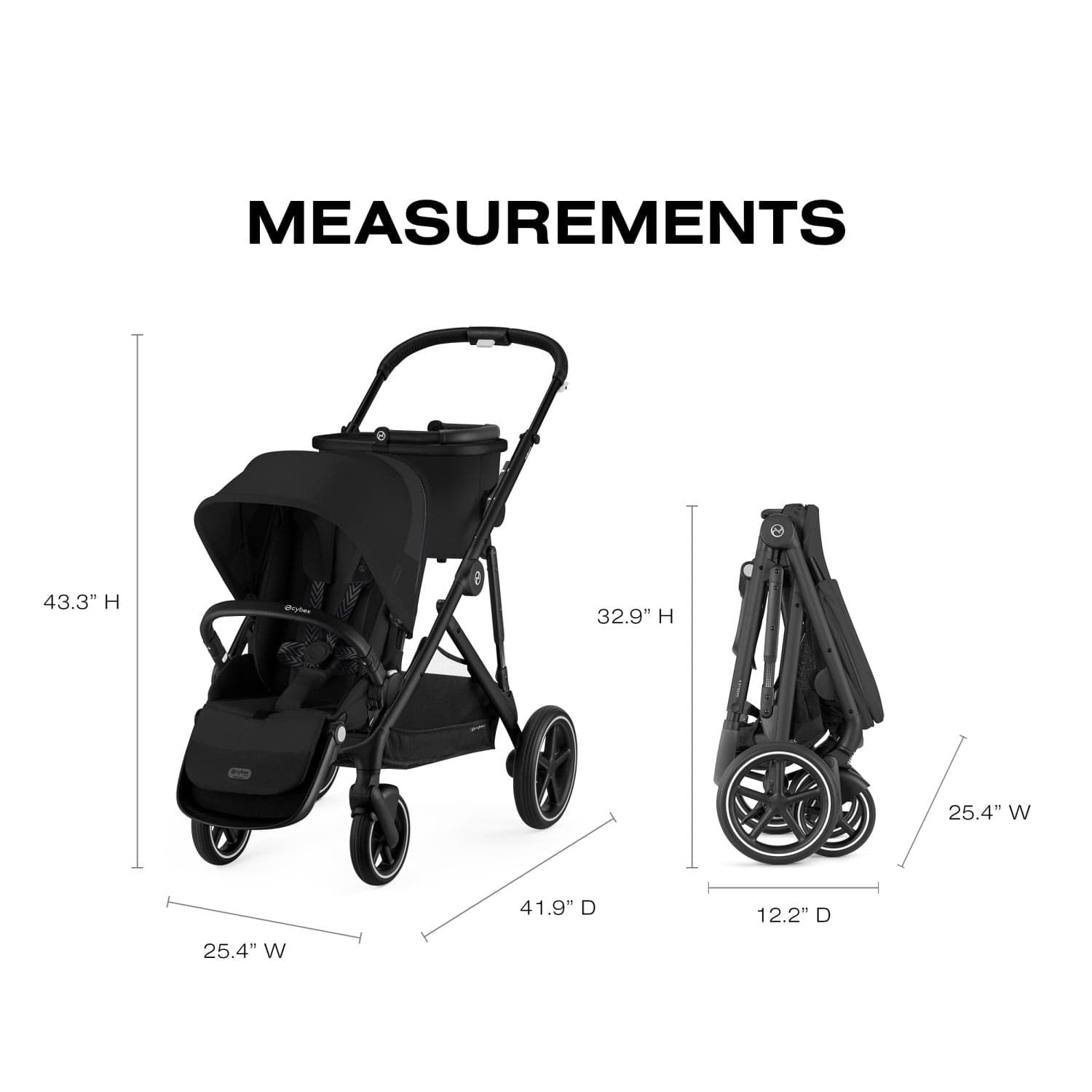 Cybex Gazelle S Single-to-Double Stroller - Black Frame / Moon