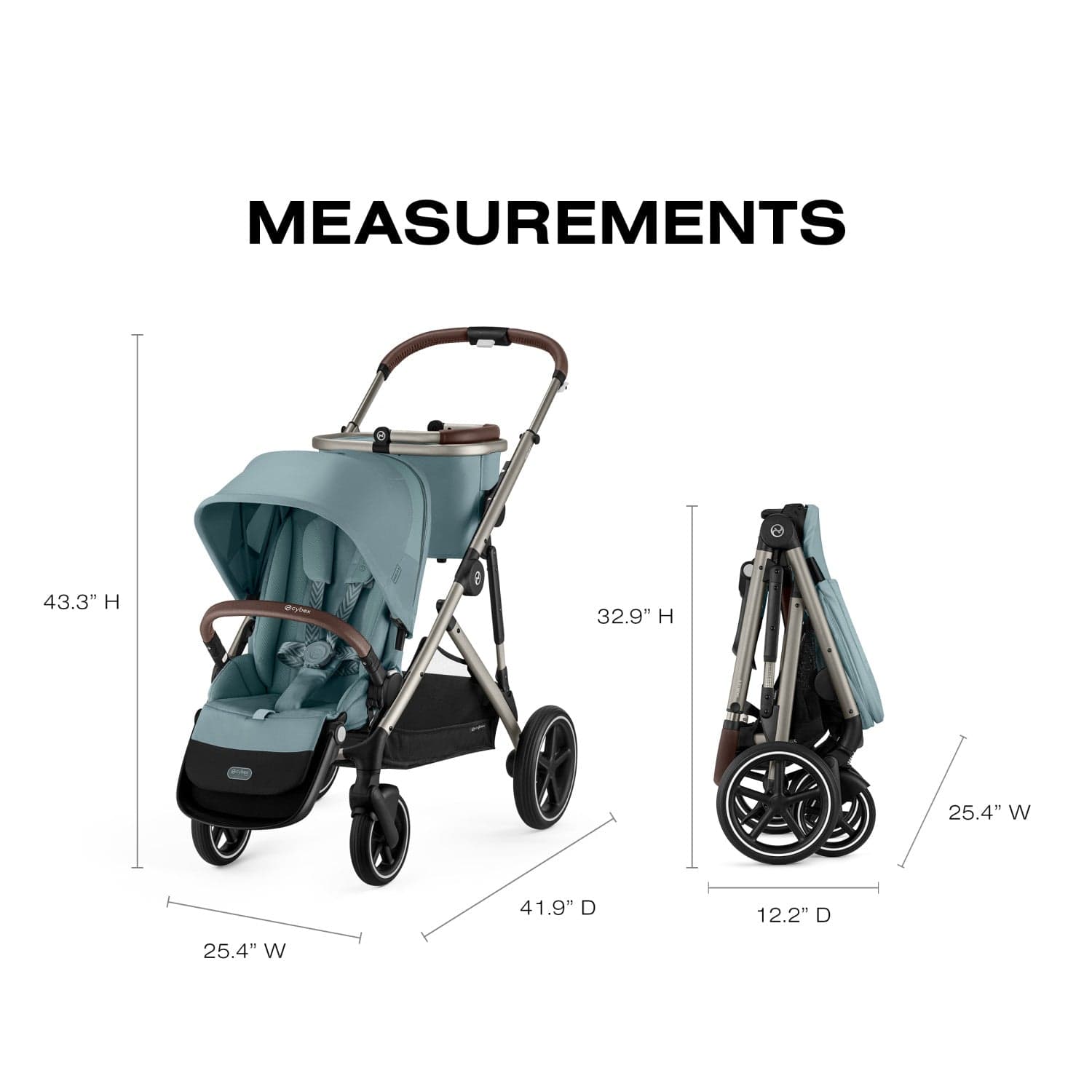 Cybex Gazelle S Single-to-Double Stroller - Taupe Frame / Sky Blue