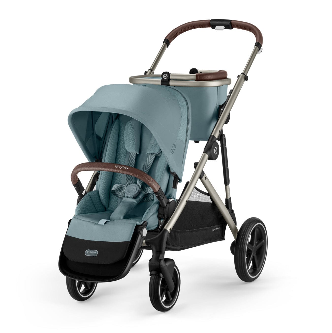 Cybex Gazelle S Single-to-Double Stroller - Taupe Frame / Sky Blue - 522002365
