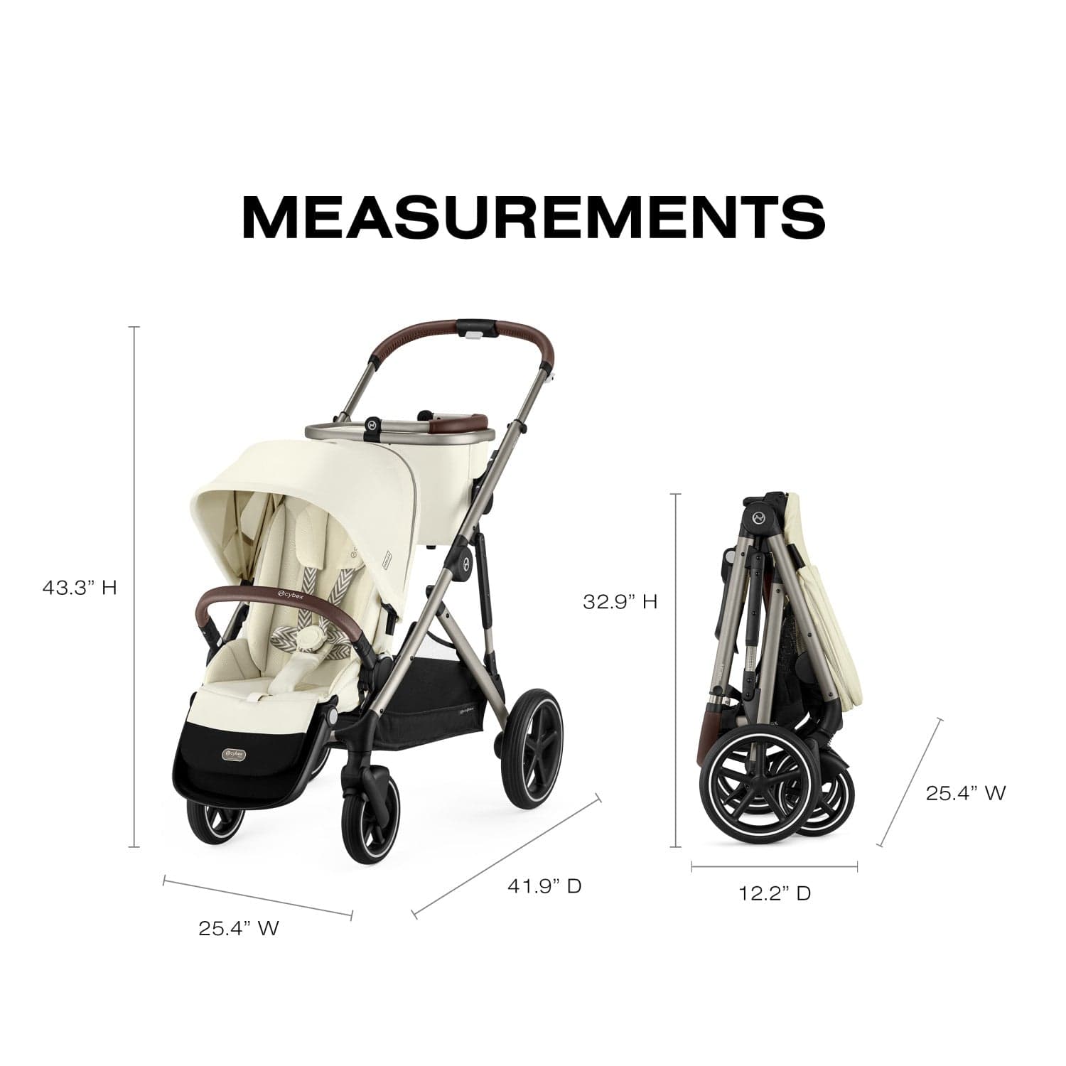 Cybex Gazelle S Single-to-Double Stroller - Taupe Frame / Seashell Beige - 522002367
