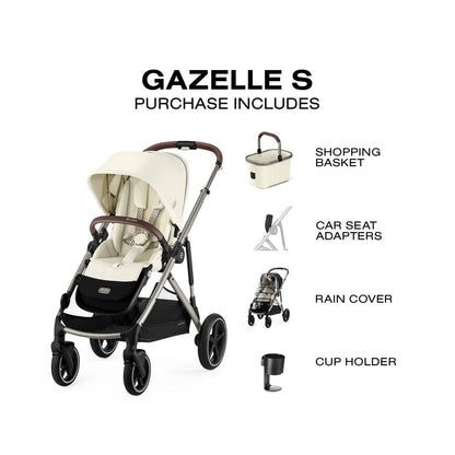 Cybex Gazelle S Single-to-Double Stroller - Taupe Frame / Seashell Beige - 522002367