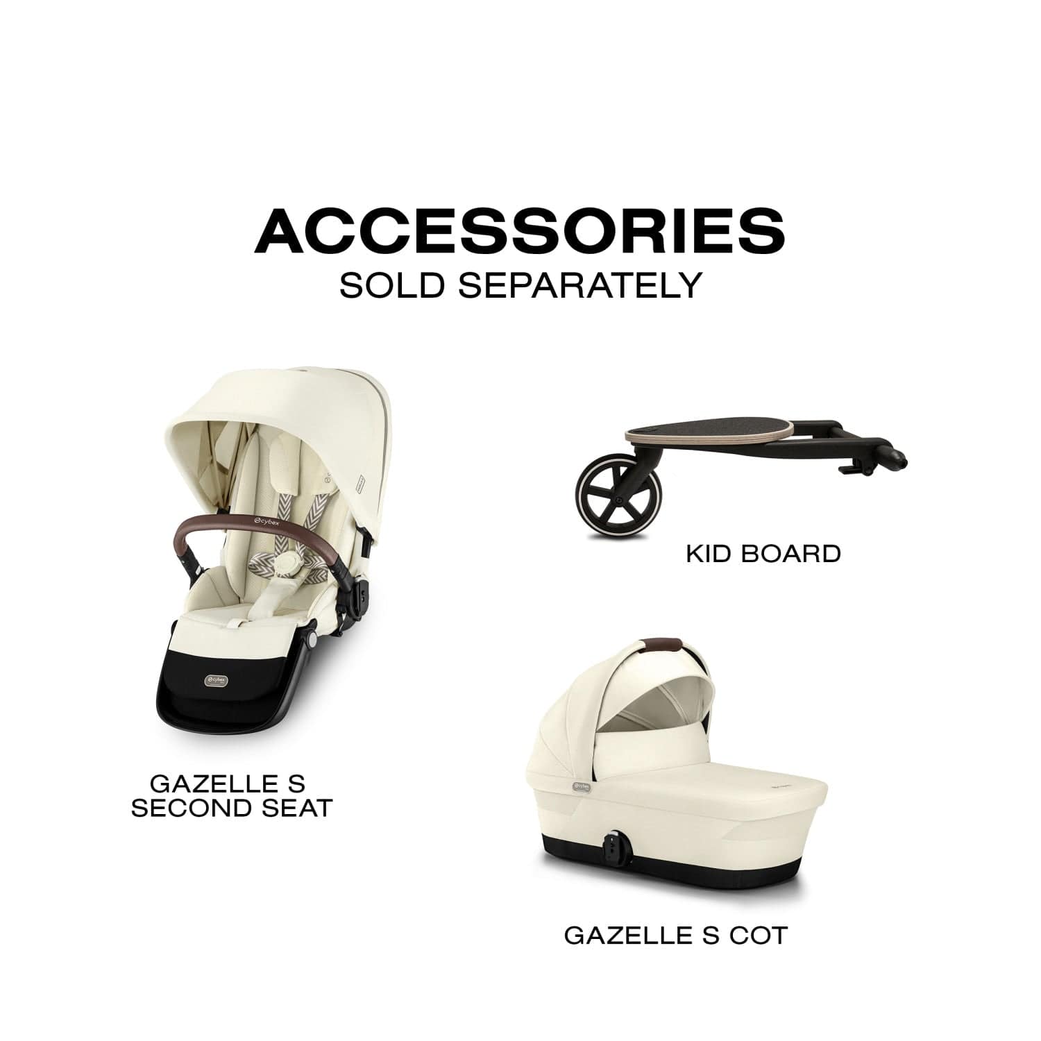 Cybex Gazelle S Single-to-Double Stroller - Taupe Frame / Seashell