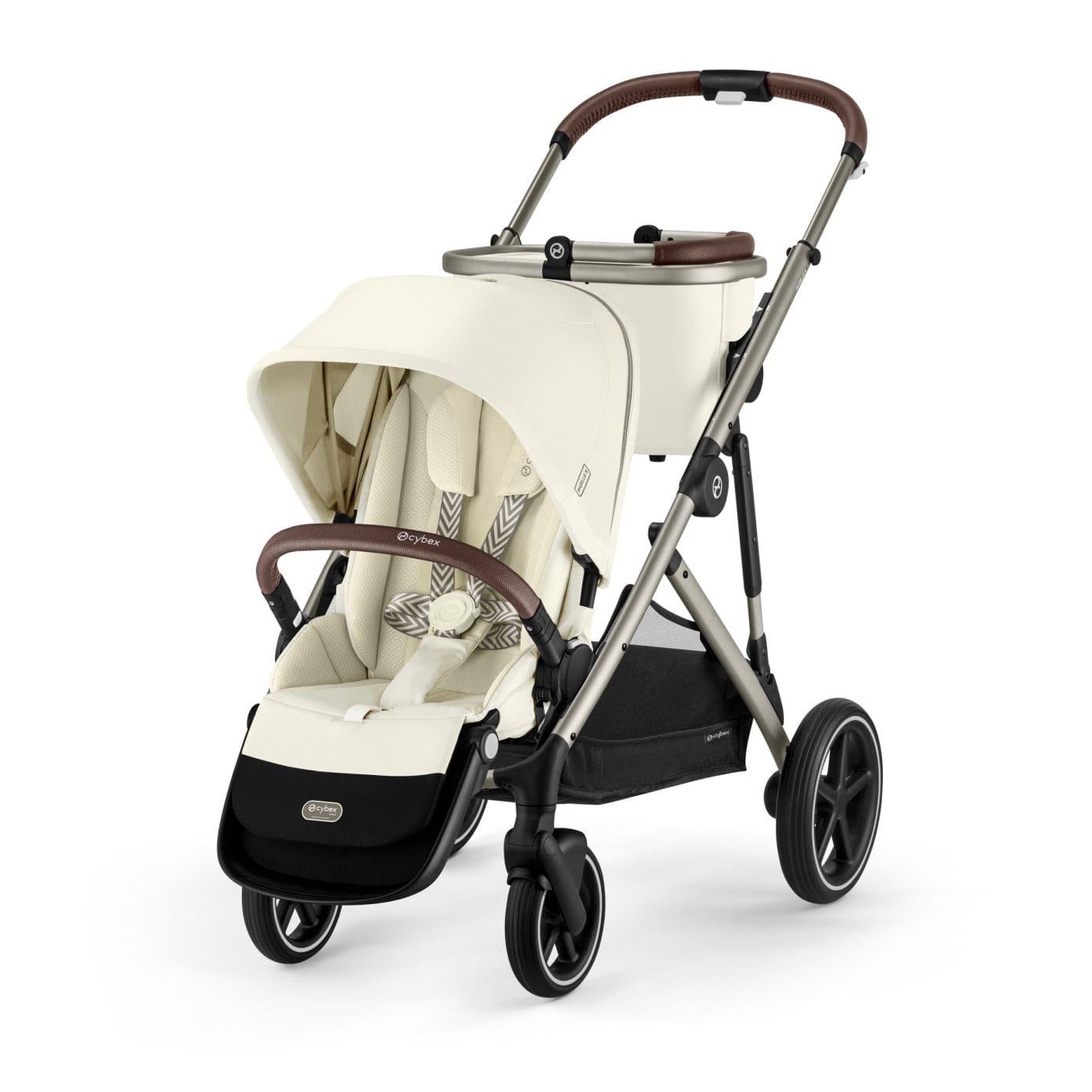Cybex Gazelle S Single-to-Double Stroller - Taupe Frame / Seashell