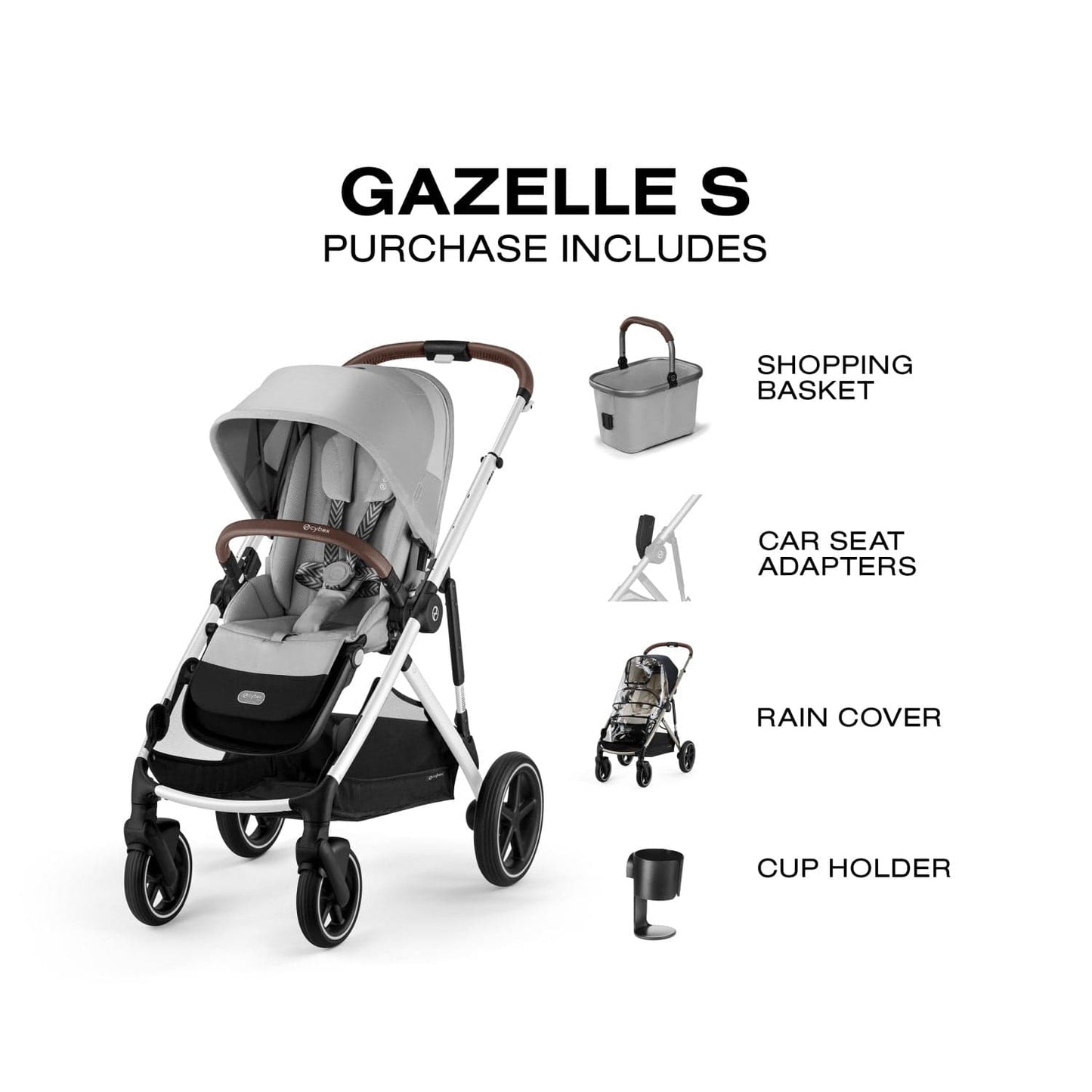 Cybex Gazelle S Single-to-Double Stroller - Silver Frame / Lava Grey - 522004815