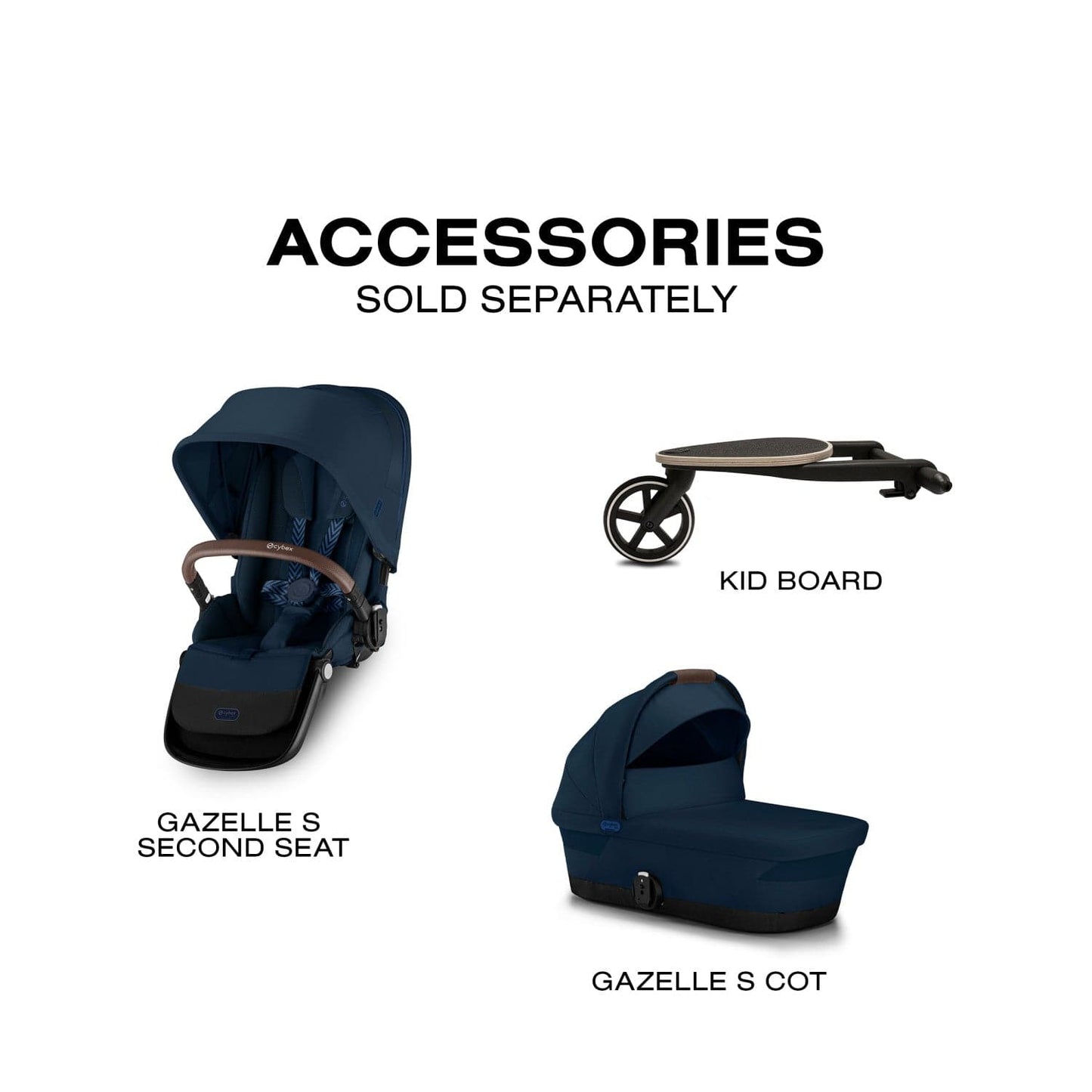 Cybex Gazelle S Single-to-Double Stroller - Silver Frame / Ocean Blue - 522004817