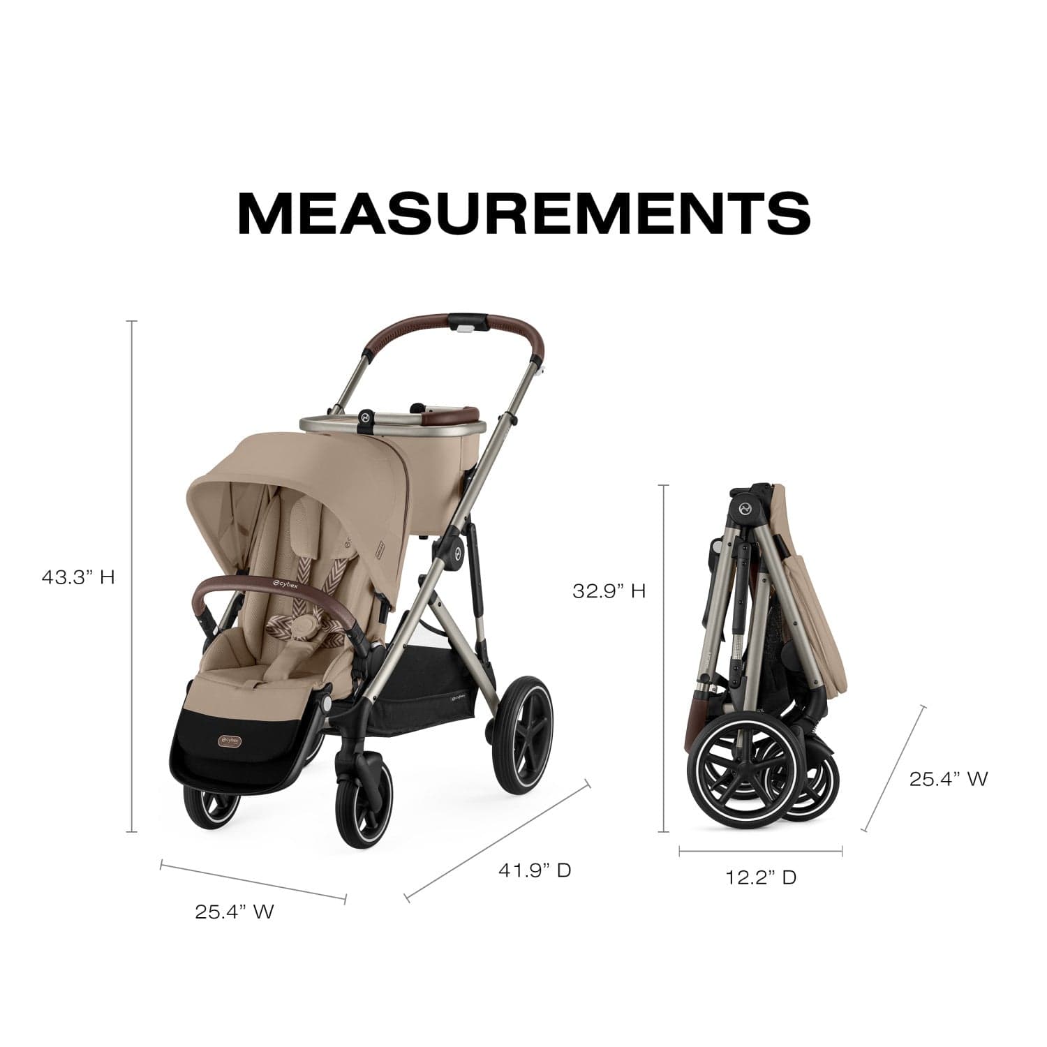 Cybex Gazelle S Single-to-Double Stroller - Taupe Frame / Almond