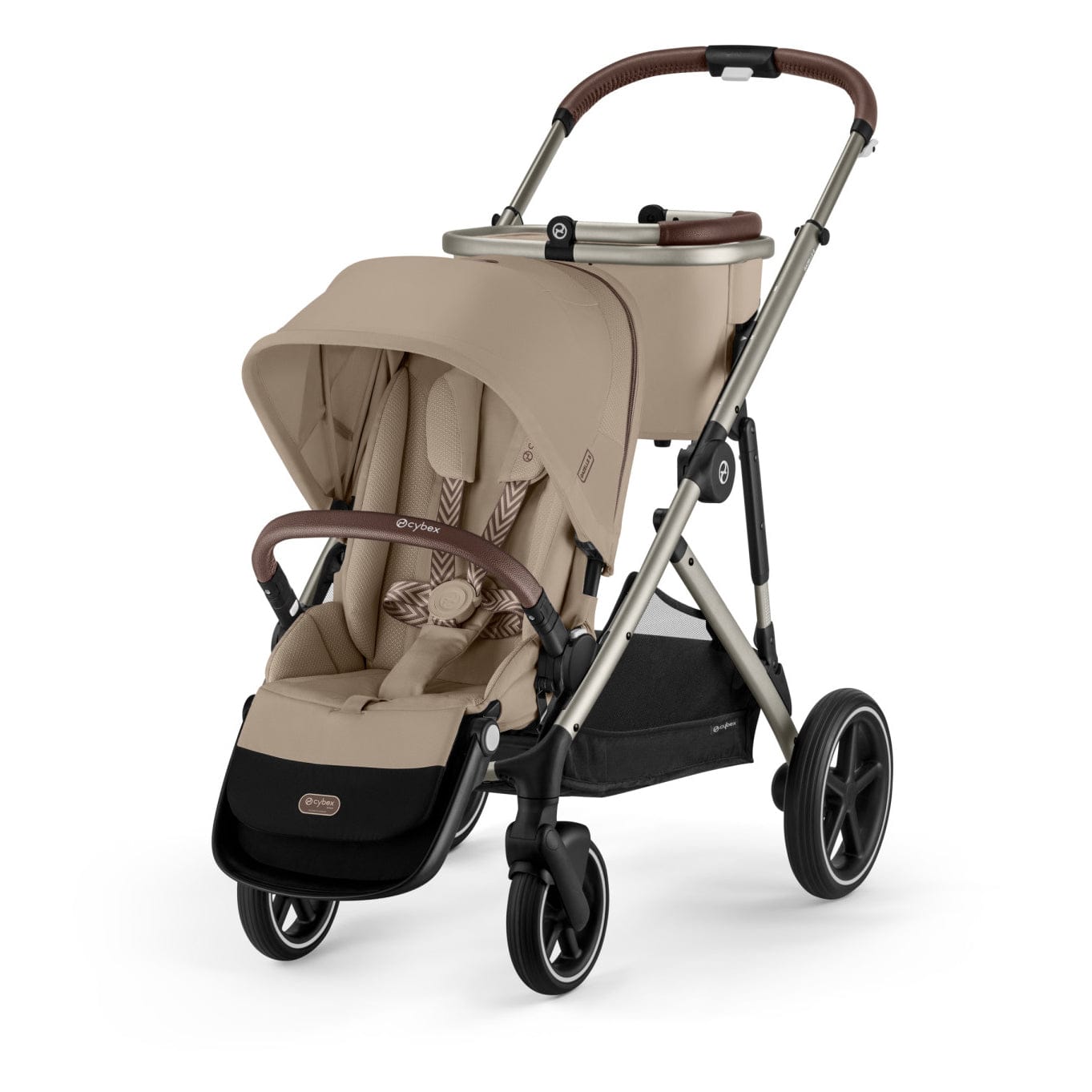 Cybex Gazelle S Single-to-Double Stroller - Taupe Frame / Almond Beige
