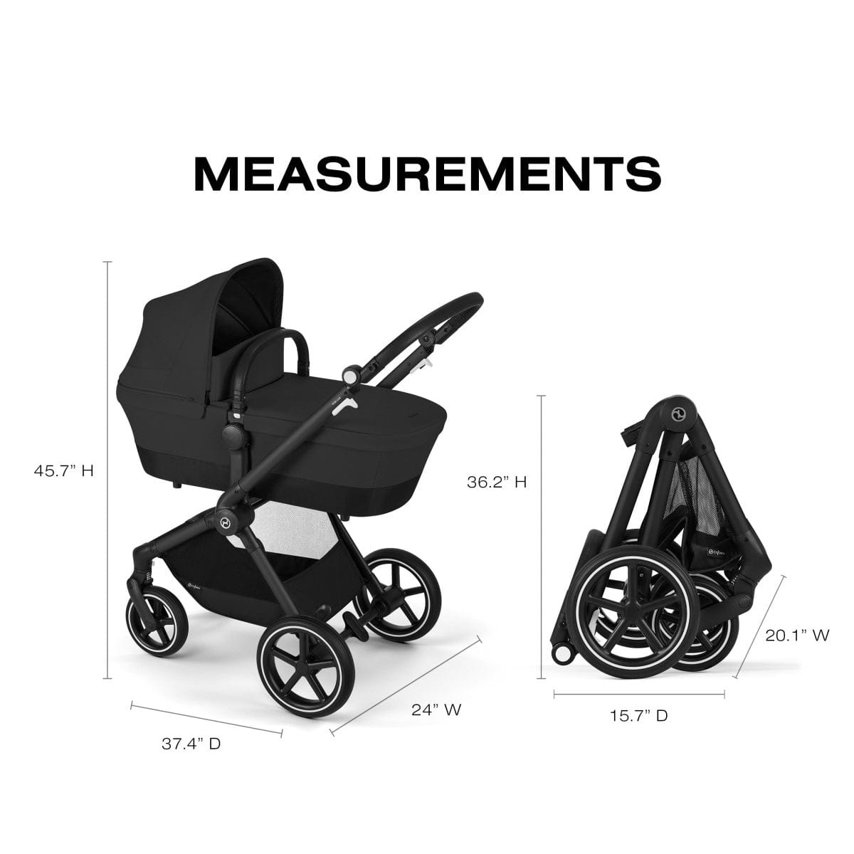 Cybex EOS Lux 2-in-1 Stroller - Moon Black - 522005337