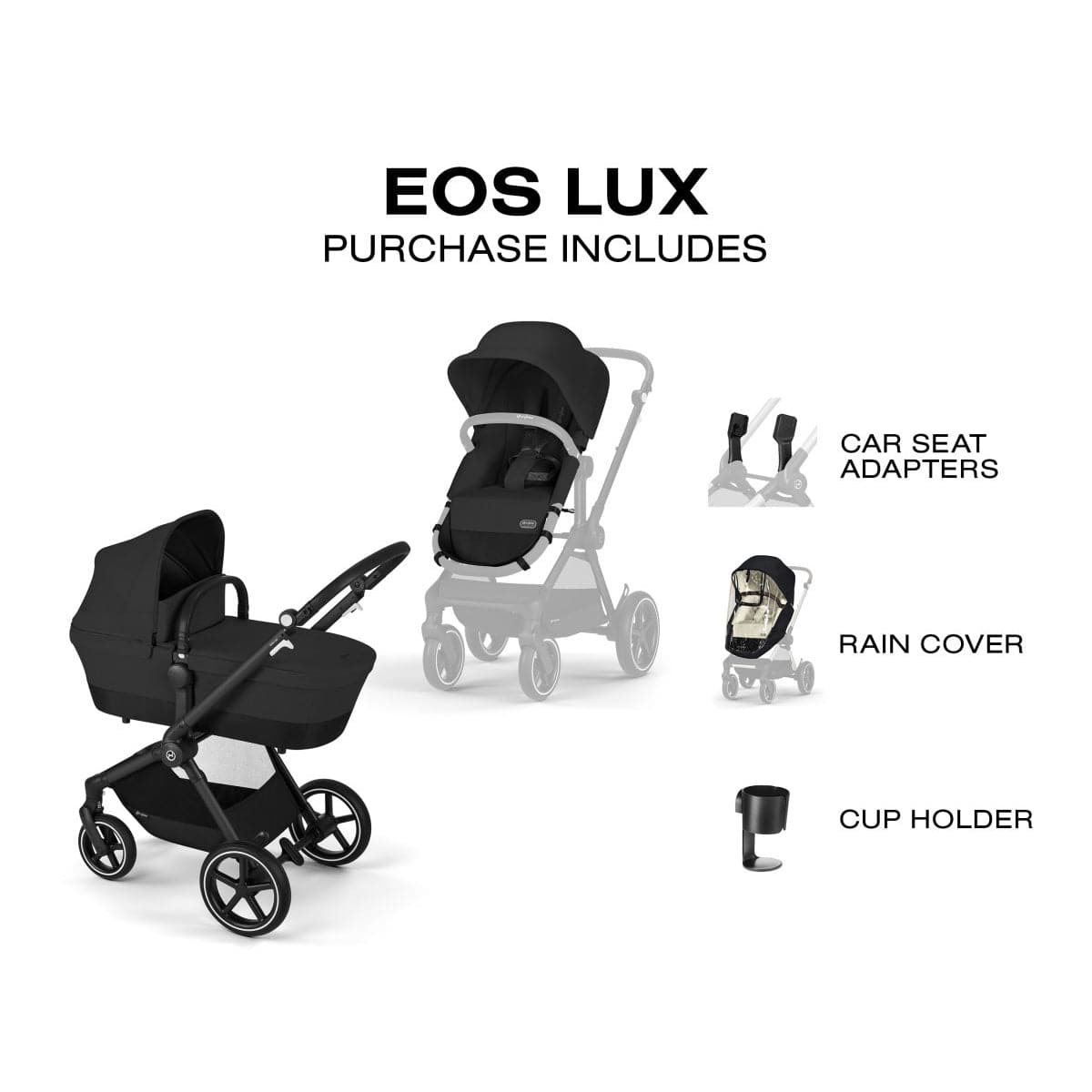 Cybex EOS Lux 2-in-1 Stroller - Moon Black - 522005337