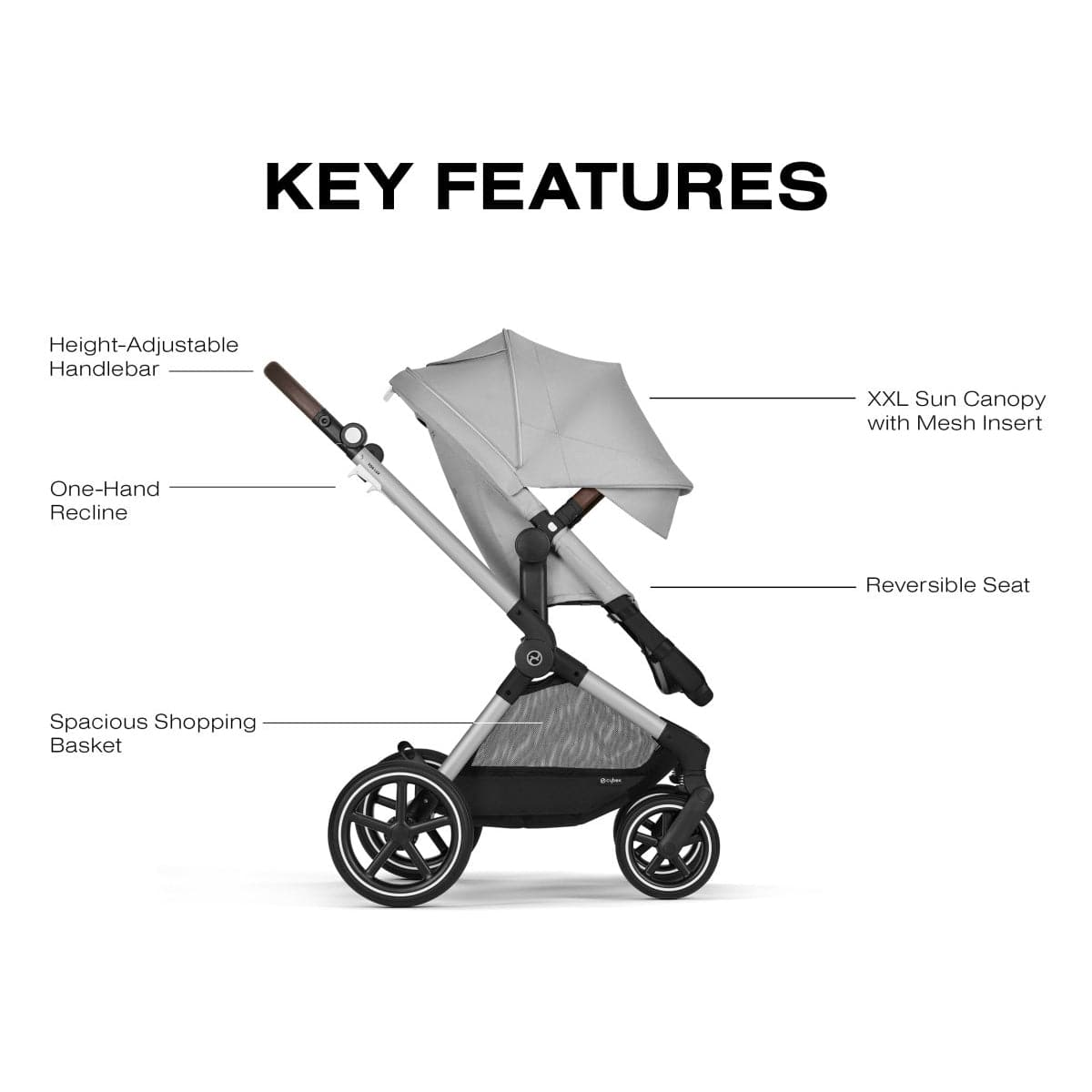 Cybex EOS Lux 2-in-1 Stroller - Lava Grey - 522005339