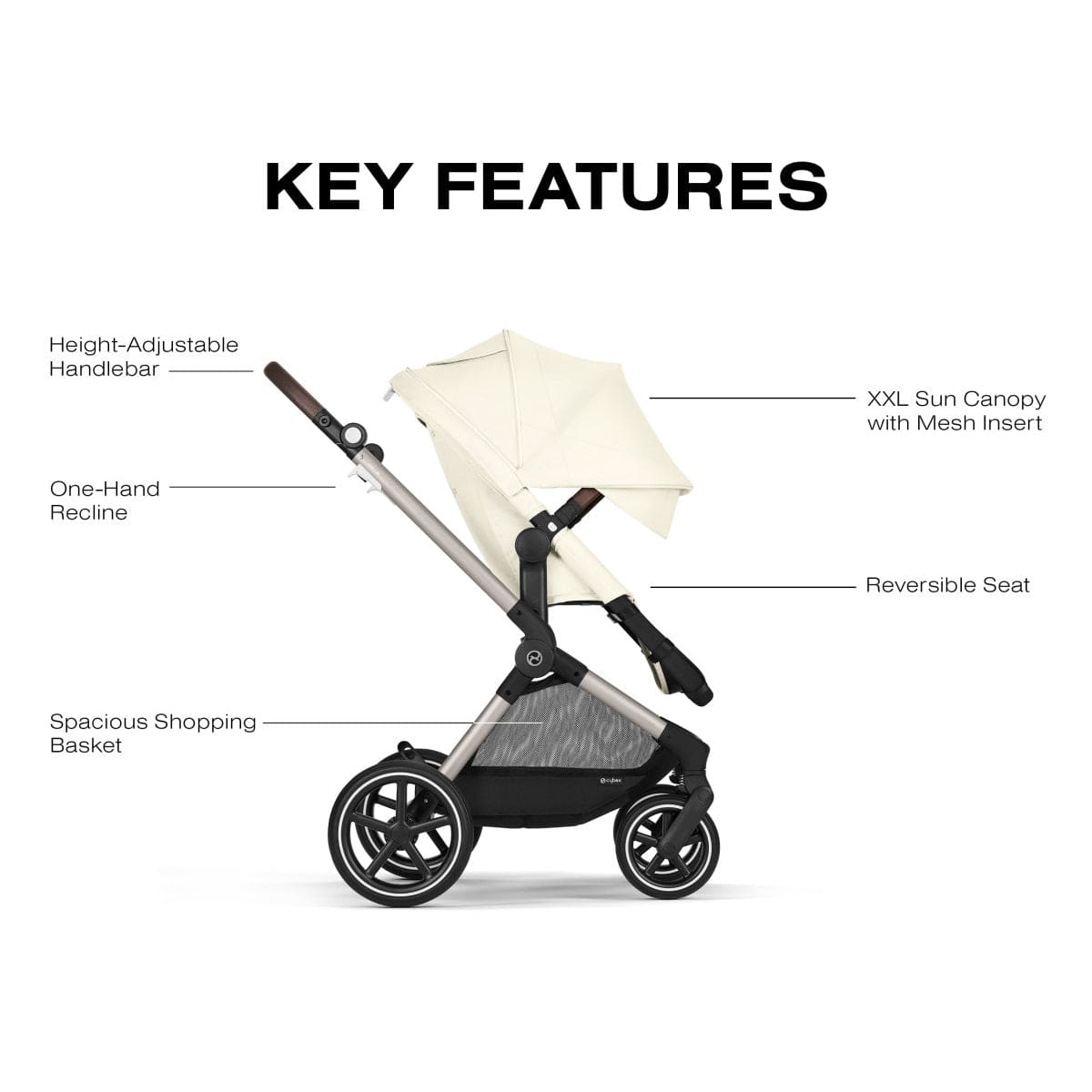 Cybex EOS Lux 2-in-1 Stroller - Seashell Beige - 522005341