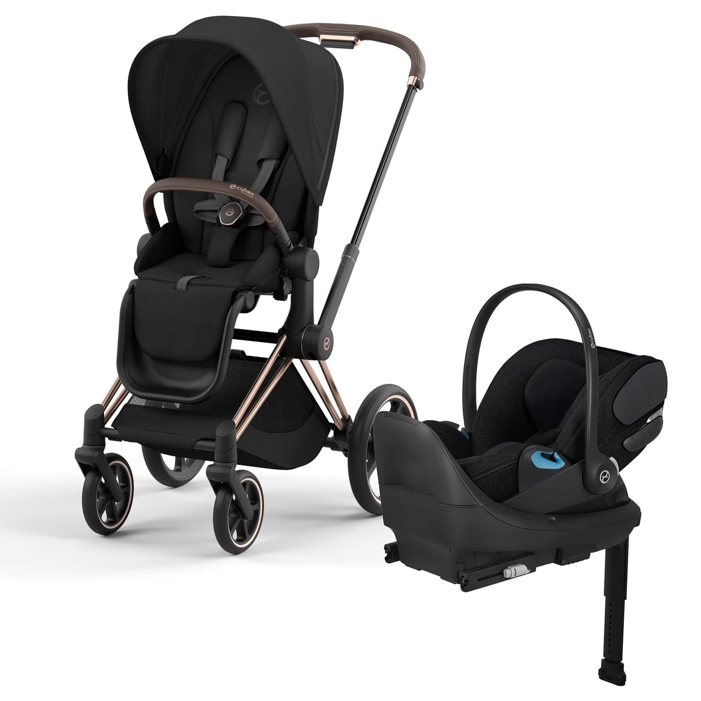 Cybex Priam 4 + Cloud T Travel System Bundle - Rose Gold / Sepia Black / Sepia Black