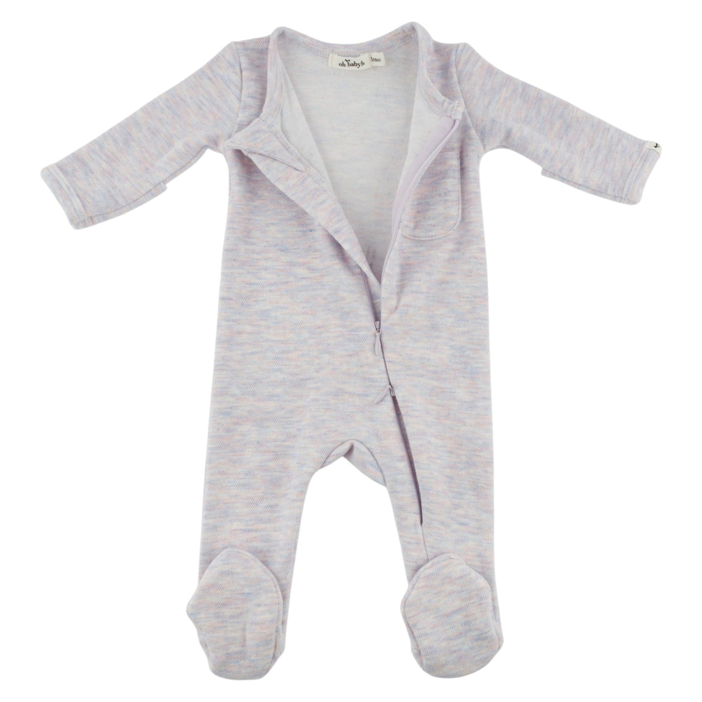 Oh Baby! Honeycomb Zipper Footie with Pocket - Lilac Rose, 3M - Image 2