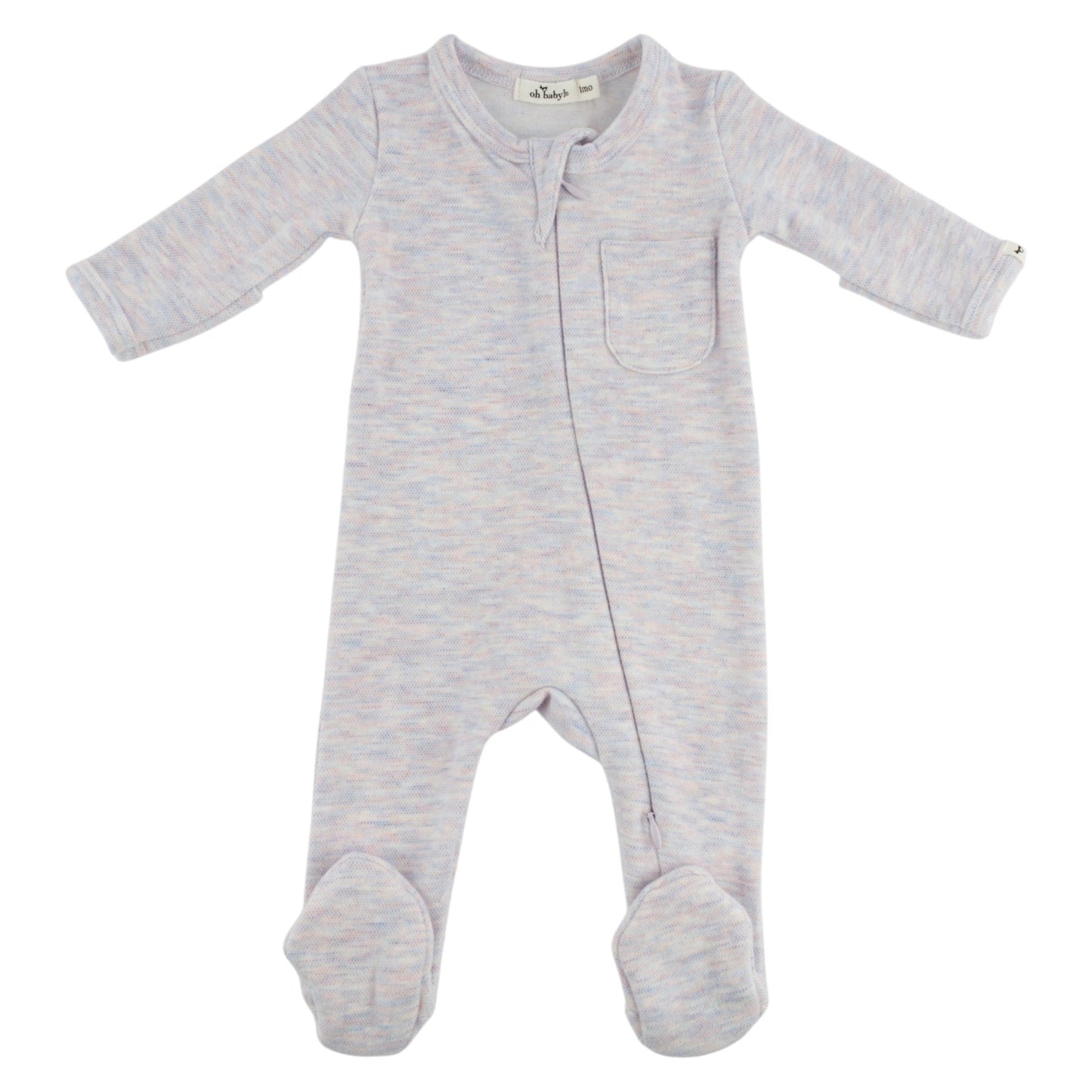 Oh Baby! Honeycomb Zipper Footie with Pocket - Lilac Rose, 3M