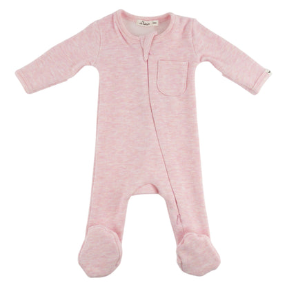 Oh Baby! Honeycomb Zipper Footie with Pocket - Pale Pink, 1M
