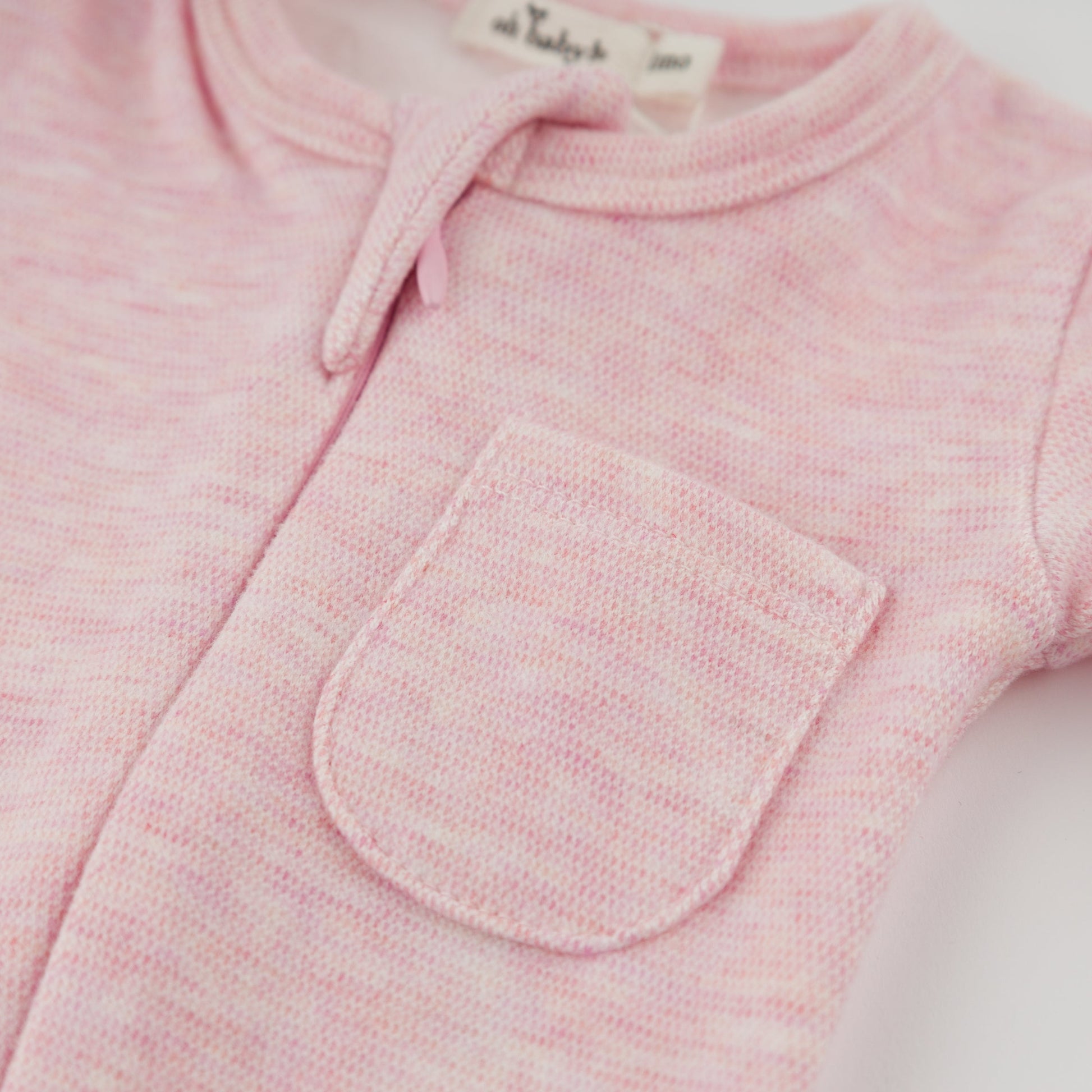 Oh Baby! Honeycomb Zipper Footie with Pocket - Pale Pink, 3M - Image 6