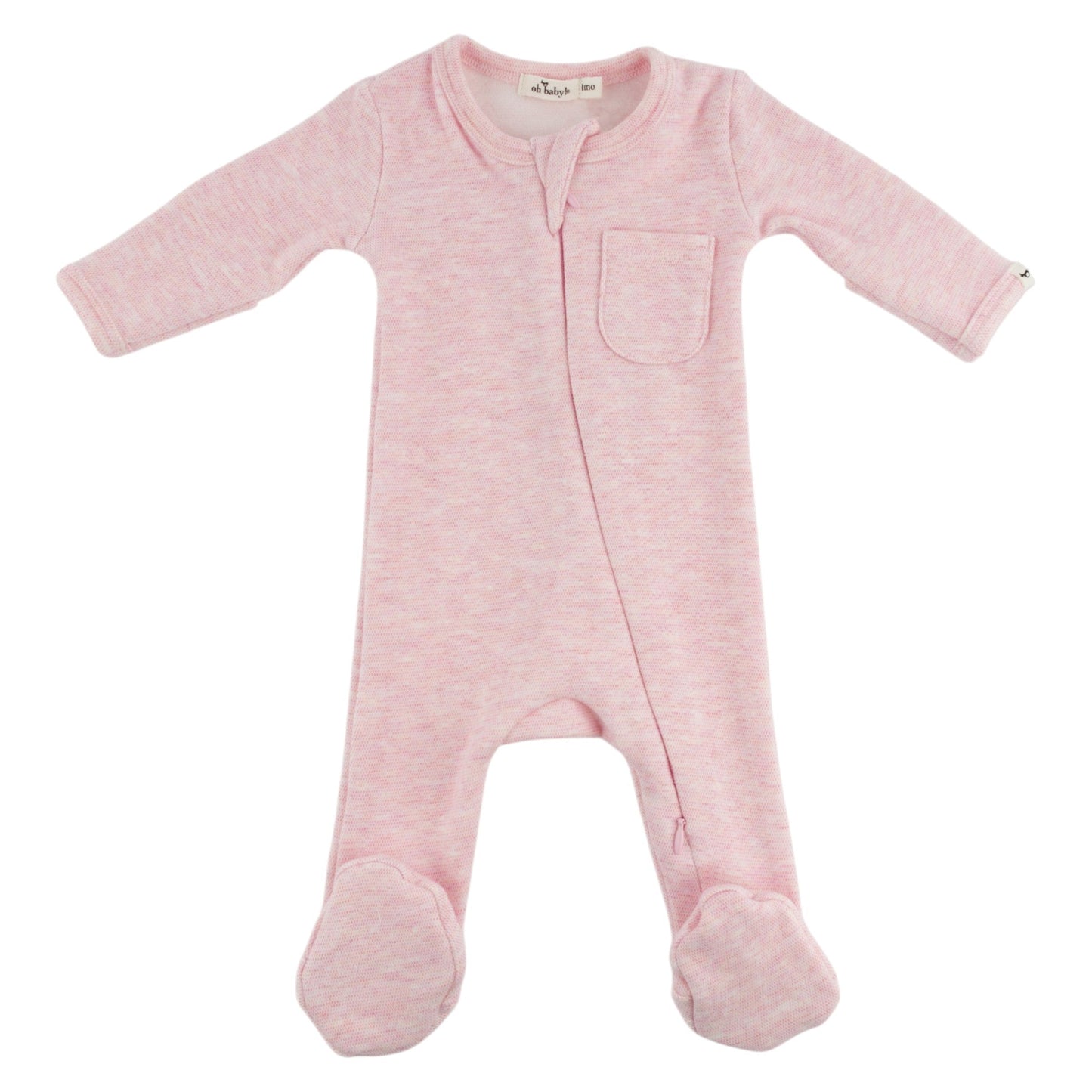 Oh Baby! Honeycomb Zipper Footie with Pocket - Pale Pink, 3M