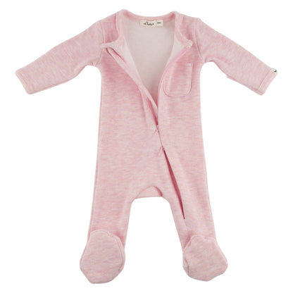 Oh Baby! Honeycomb Zipper Footie with Pocket - Pale Pink, 6M - Image 2
