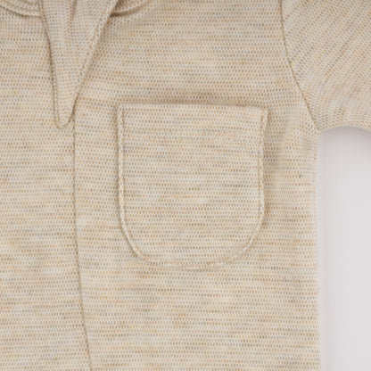 Oh Baby! Honeycomb Zipper Footie with Pocket - Sand, 1M - Image 5