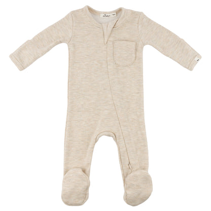 Oh Baby! Honeycomb Zipper Footie with Pocket - Sand, 1M